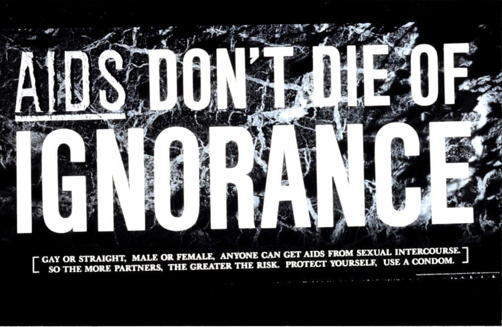 плакат із повідомленням: «СНІД: не вмирай від незнання»