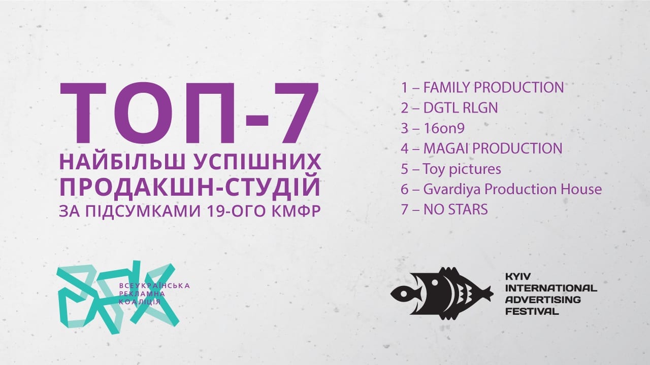 Топ-7 найбільш успішних продакшн-студій за підсумками 19-ого КМФР