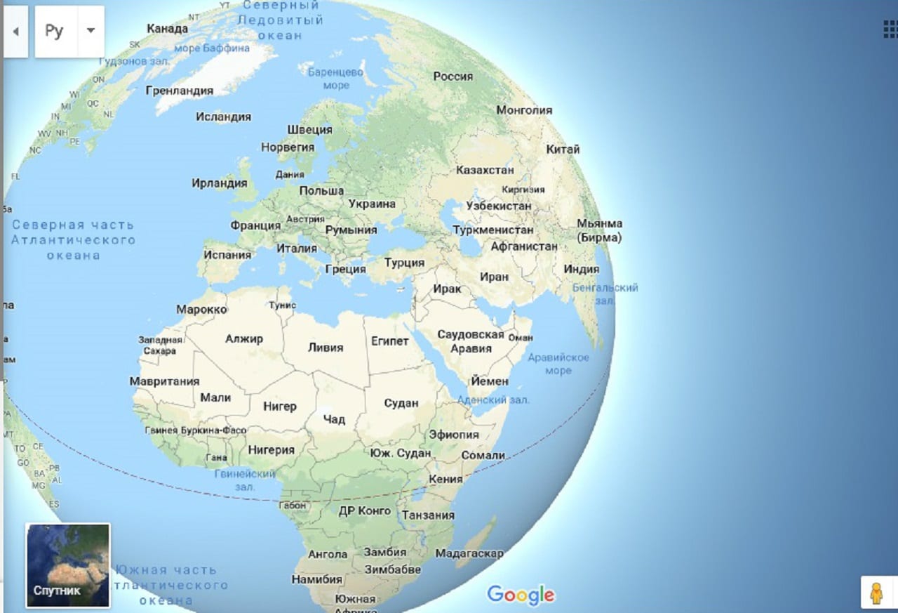 Карты Google теперь изображают Землю как глобус