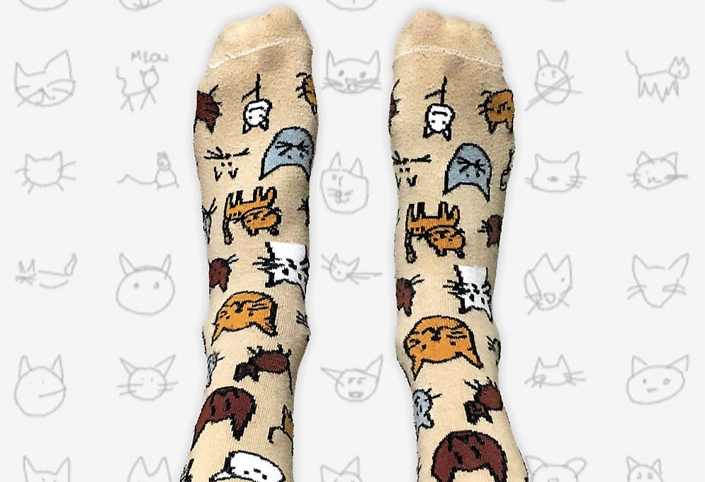 Котов из Quick, Draw! использовали в принте для носков