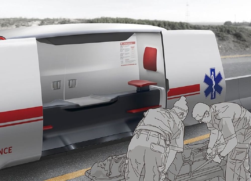 Для скорой помощи разработана машина-монорельс, которая ездит по разделителю полос