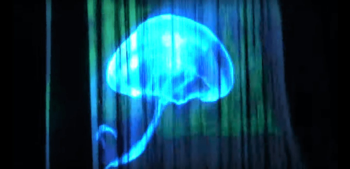 В Японии создали экран из падающих стеклянных частиц