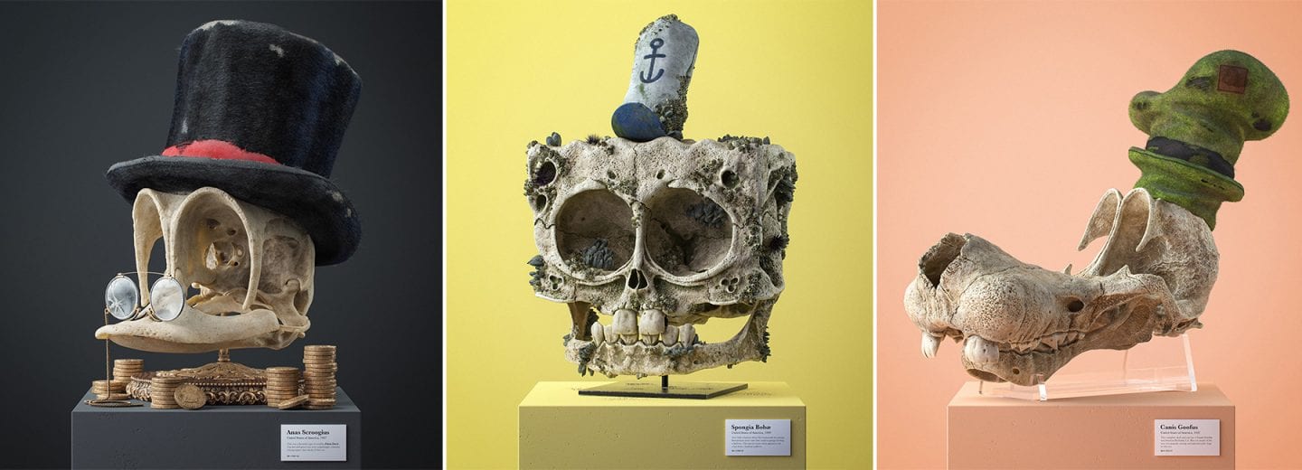 Філіп Годас перетворює ікони поп-культури на скаменілі черепи