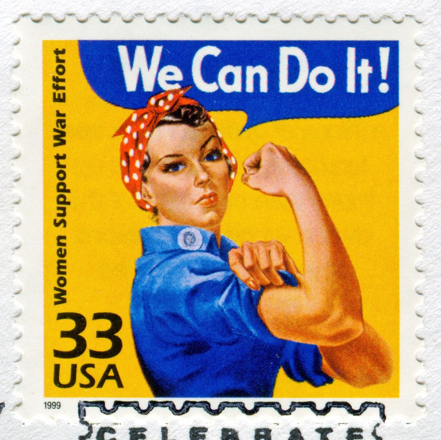 Знаменитий плакат «Клепальниця Розі» на поштовій марці США