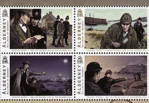 Марки острова Олдерні (Велика Британія), присвячені пригодам Шерлока Холмса